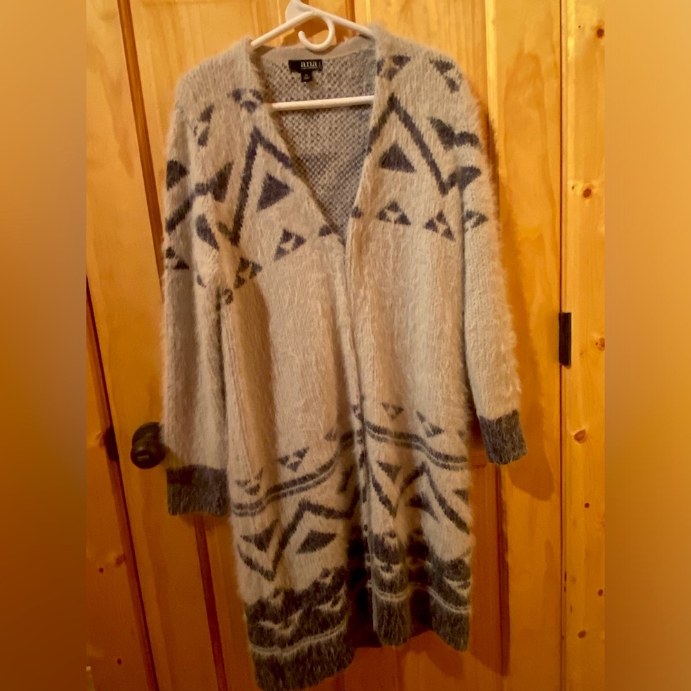 Grey and Navy Long Cardigan